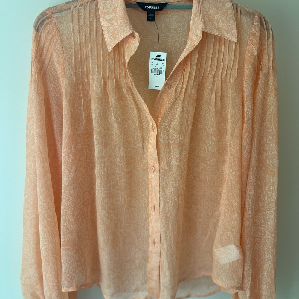 Express Orange and Cream Blouse Chic Top
